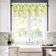 thumbnail image 4 of Summer Lemon Moroccan Plaid 3-Piece Kitchen Curtain Set, Rod Pocket Kitchen Curtain Valance and Tiers Set, Washable Drape Window Treatment Set, Tropical Green Leaves, 4 of 5