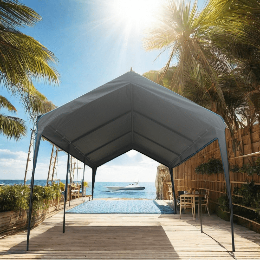 Ataucjin Portable Carport Canopy, 10ftx20ft Heavy Duty Carport Garage, All Weather Carport Canopy With Mesh Windows Door Curtain, Easy Assembly Storage House For Garden