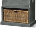 thumbnail image 4 of Eulie Hall Foyer Bench Seat w Rattan Basket, Rustic Blue Mahogany Wood, 4 of 6