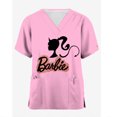 thumbnail image 3 of Uniforme de enfermería para mujer, top estampado de princesa Barbie, accesorios, uniforme de médico, uniforme de hospital, enfermera, salón de belleza, top esmerilado, 3 of 5