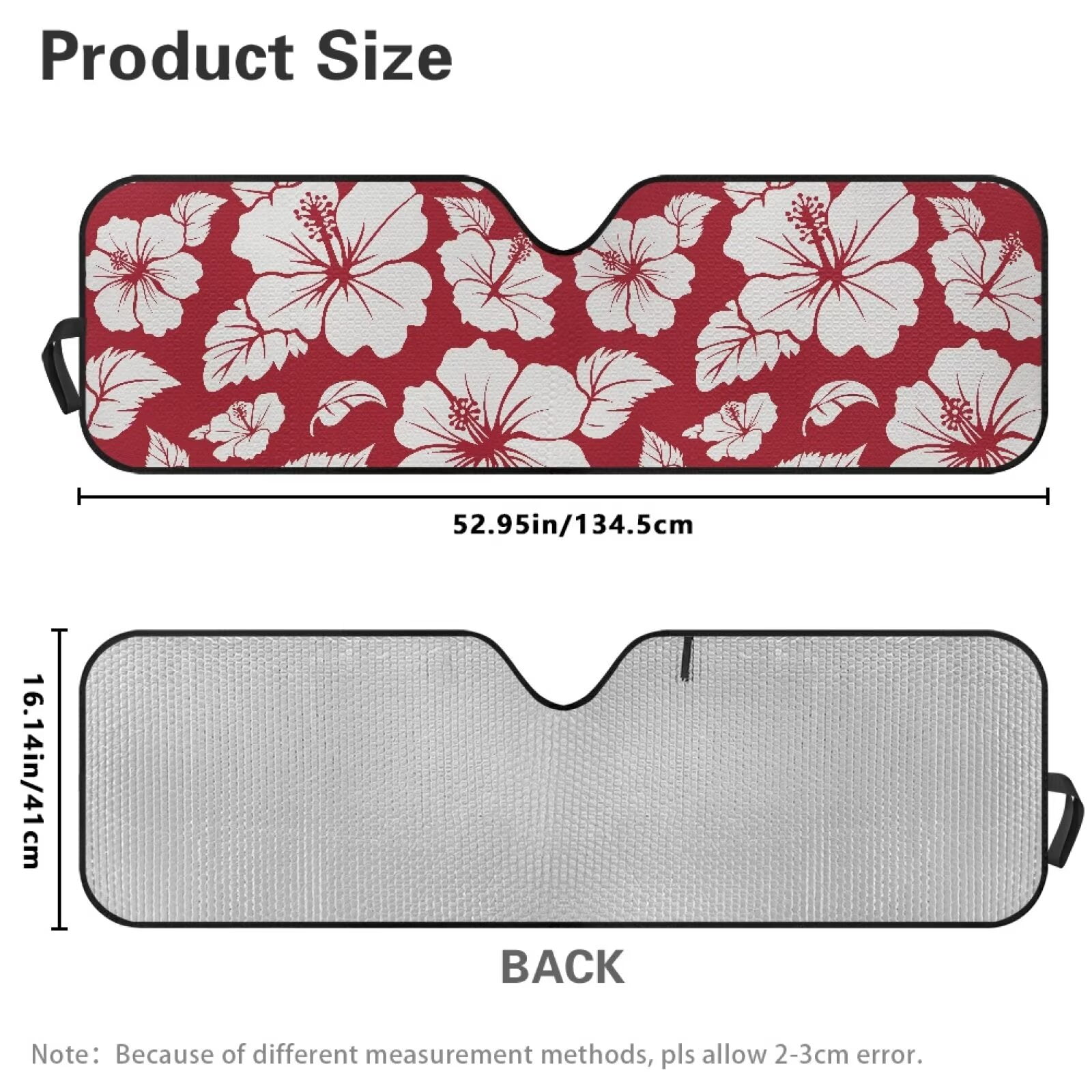 Uorisanigo Windshield Sun Shade Fit for Jeep Wrangler JL 2/4 Door 4XE 2024-2025 & Gladiator JT 2020-2025 Foldable Red Hibiscus Flowers Sun Visor Blocks UV Rays Keep Car Cool