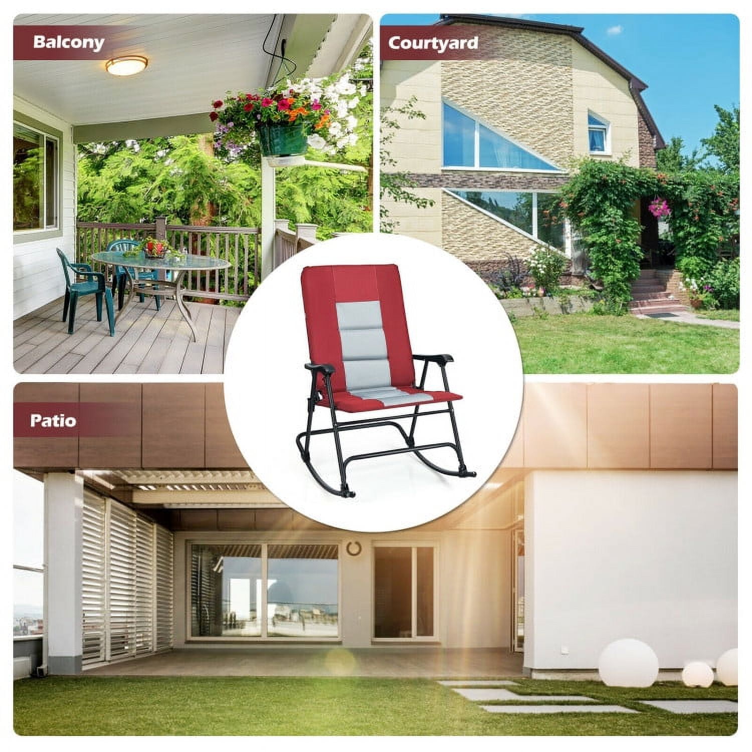 Aimee Lii Outdoor Zero Gravity Folding Lounge Rocker, Comfortable, Red