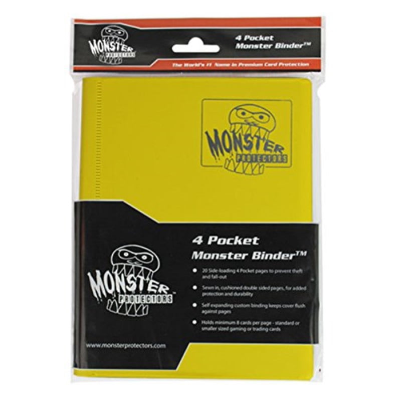 Monster Binder - 4 Pocket Trading Card Album - Matte Yellow (Anti-theft Pockets Hold 160+ Yugioh, Pokemon, Magic the Gathering Cards)