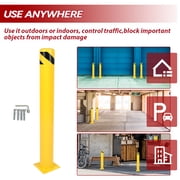 HECASA 42 Safety Bollard Barrier Steel Bollard Post Road Pile Parking Bollard Pillar with 4 Free Anchor Bolts for Garage Parking Lot Traffic-Sensitive Area