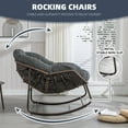 thumbnail image 3 of MOONMISS Rattan Rocking Chair, Indoor & Outdoor Comfy Rocker Chair with Thick Cushion, Modern Lounge Chair for Balcony, Porch, Garden, Backyard, Deck, Gray, 3 of 6