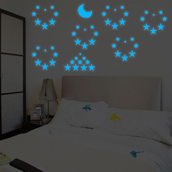 yingyy Wall Stickers Blue Star Luminous background wallpaper Stickers Background Wallpaper Mural Tattoo Decals Baby Children Bed Room Decor