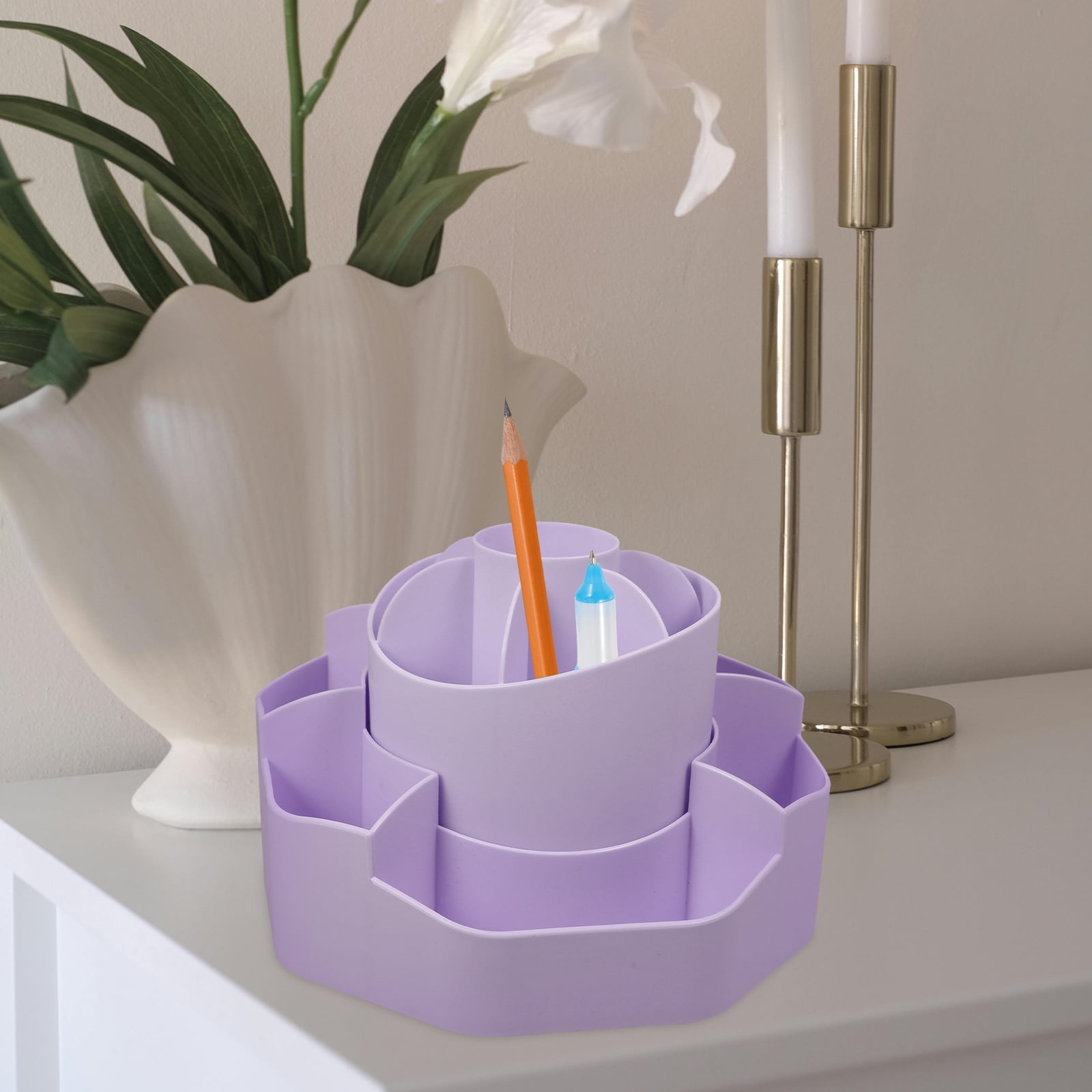 Hemoton Writing Pens Holder Students Pencils Holder Office Accessory Rotating Desk Organizer Cup Holder For Desk Pencils Table Organizer Box