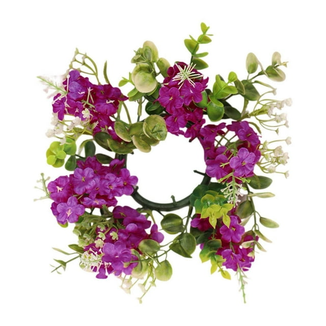 Candle Rings Mini Candle Wreaths, Leaves Greenery Garland Farmhouse Boho Wreath, Pillar Candle Holder Decoration