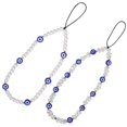 thumbnail image 2 of 2Pcs Mobile Phone Lanyards Pearl Evil Eye Beaded Phone Charm Wrist Strap Hanging Pendant Decoration, 2 of 3