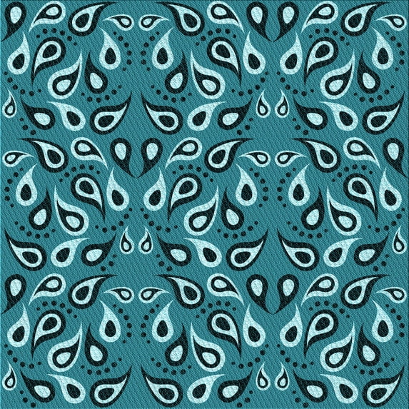 Ahgly Company Machine Washable Indoor Square Transitional Medium Teal Green Area Rugs, 6' Square