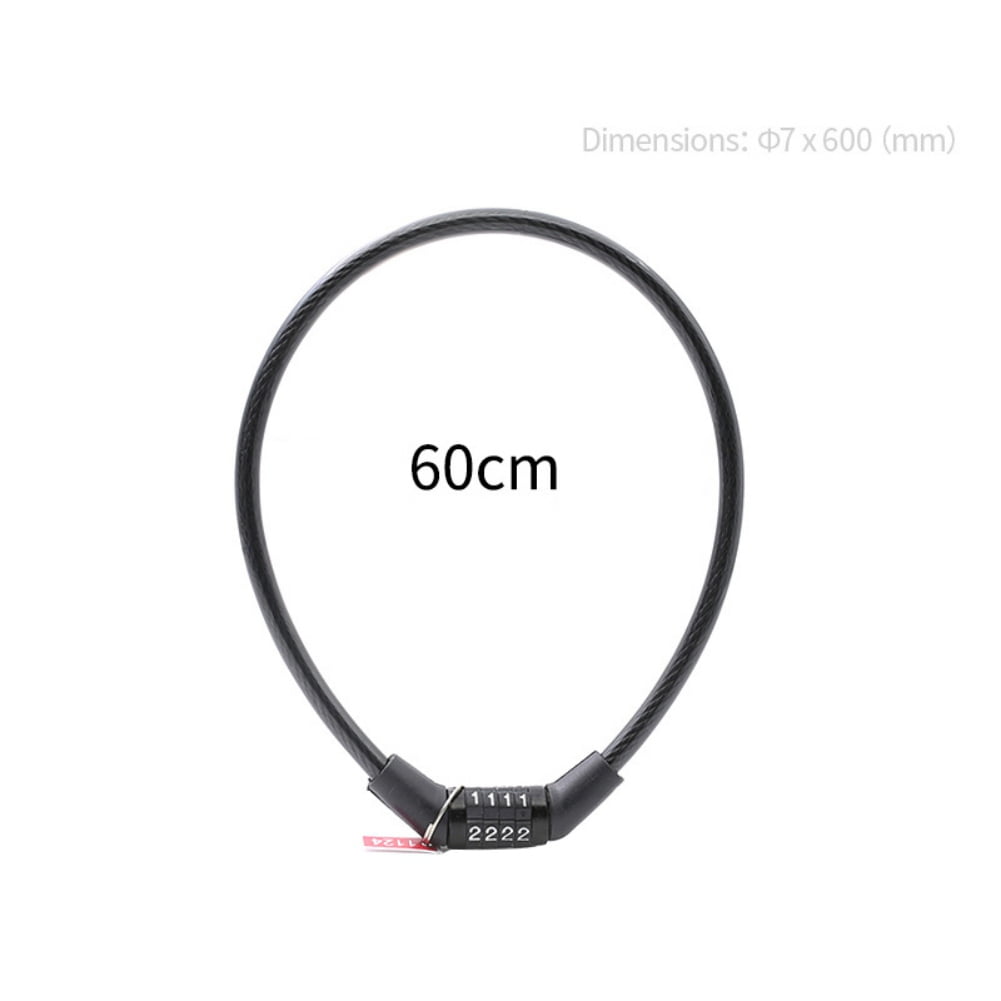 4-Digit Combination Password Bike Lock Cable Bicycle Chain Lock Black 10mmX100cm 