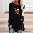 thumbnail image 2 of Pompotops Mode Femme Col Rond Manches Longues Imprimé T-Shirt Blouse Décontractée Hauts Liquidation, 2 of 4