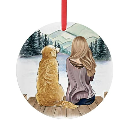

Iron Art Personalized Girl And Dogs Christmas Pendant Christmas Holiday Decor H One Size