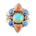 thumbnail image 3 of Blue Turquoise and Colorful Multi-Stone Golden Statement Ring, 3 of 3