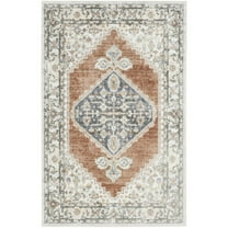 HomeRoots 4' X 6' Gray Oriental Power Loom Distressed Washable Area Rug
