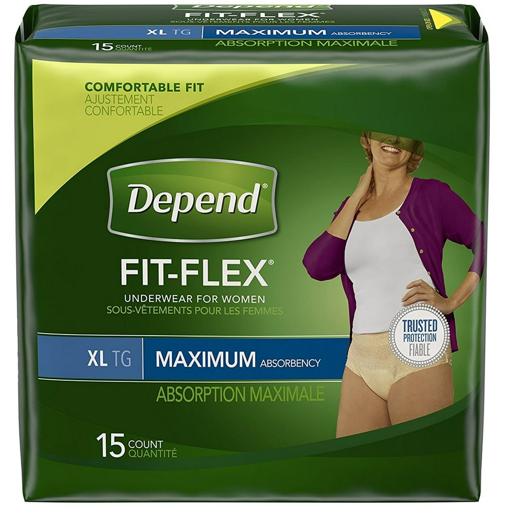 Depend FitFlex Underwear for Women, Maximum, XLarge 15 ea (Pack of 2