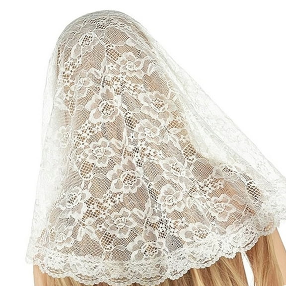 Aellinatey Bridal Veil Flower Lace Mantilla Wedding Headpeice Sheer Head Covering