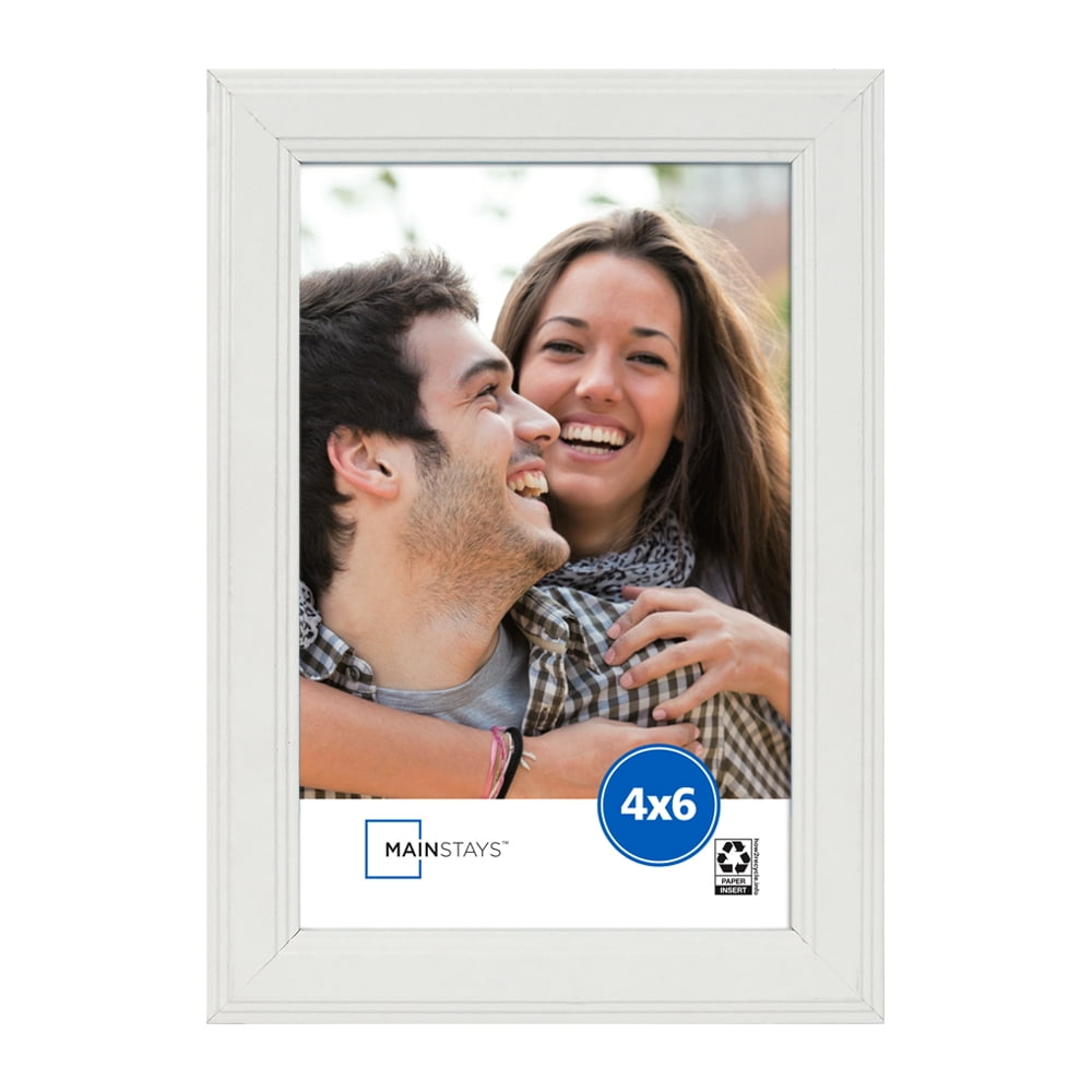 (4 pack) Mainstays – 4x6 Picture Frame – White Step Program Tabletop Photo Frame