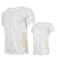 thumbnail image 3 of Camiseta de competición informal en blanco y negro con cuello redondo y manga corta de secado rápido para hombres y mujeres, con estampado de uniforme de equipo, 3 of 3