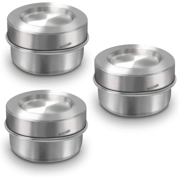 18/8 Stainless Steel Leakproof Dips Condiment Containers(1.5 oz),Set of 3,Salad Dressing/Sauces/Snacks Food Storage Containers for Lunch Box Picnic Travel Eco Friendly Reusable