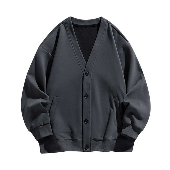 Npasoilc Cardigan For Men Casual Solid Color Long Sleeve V Neck Button Down Cardigan Sweater Comfy Cardigan Sweatshirt