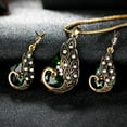 thumbnail image 4 of Kripyery 3Pcs Rhinestone Earrings Jewelry Fake Gemstone Peacock Pendant Fashion Necklace, 4 of 8