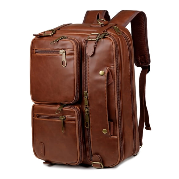 Baosha Mallette en Cuir pour Ordinateur Portable Sac à Dos Hybride Grand Sac pour Ordinateur Portable 17 Pouces Sac de Voyage Vintage pour Hommes HB-22 (Marron)
