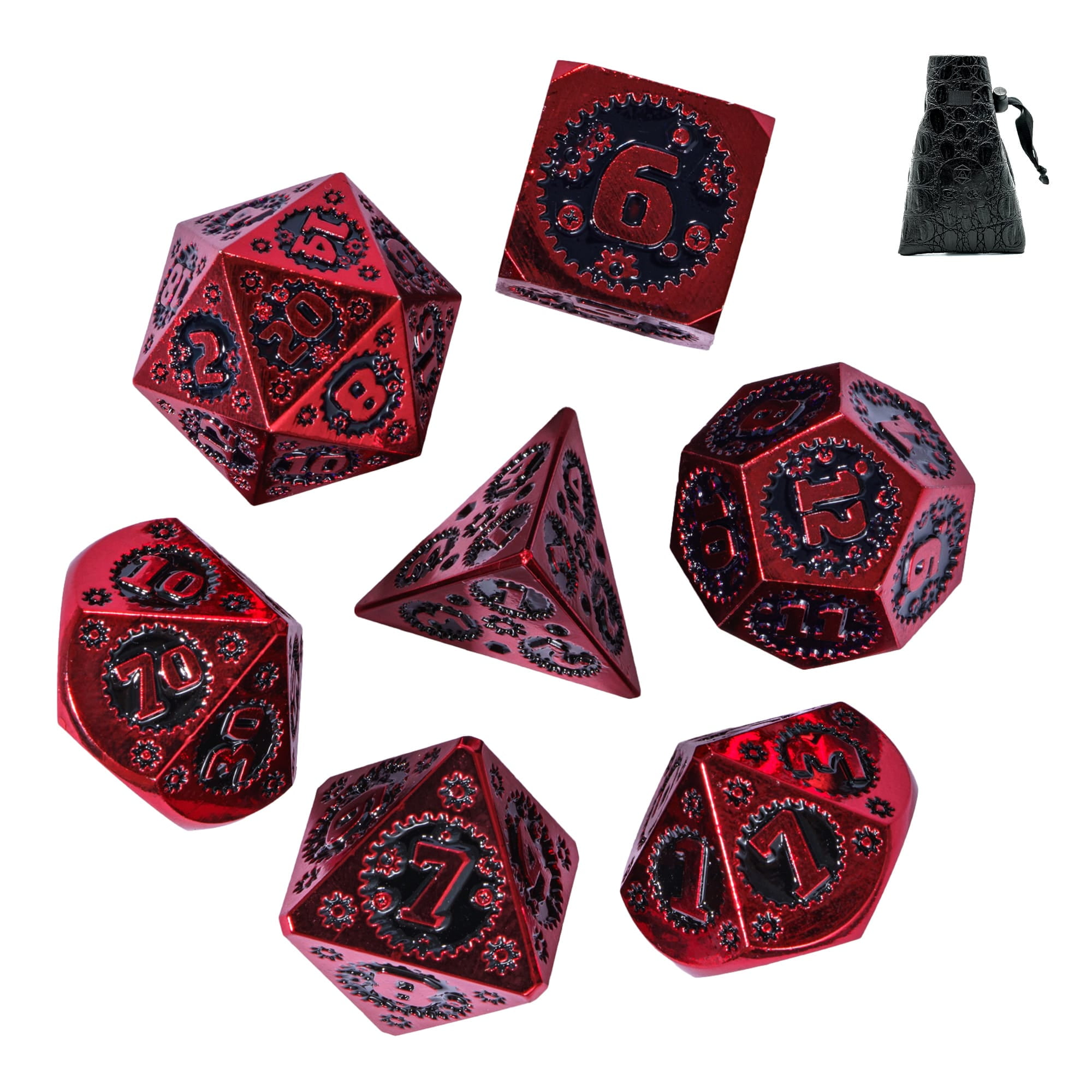 Cusdie 7-Die Metal DND Dice Set, Mechanical Gear Metal Polyhedral D&D Dice Set for DND Dungeons and Dragons TTRPG Role Playing Games