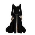 thumbnail image 2 of Renaissance Costume Women, Victorian Dress, Renaissance Dress Women, Medieval Dress for Women Steampunk Witch Dress Cosplay Halloween Princess Costume Gothic Retro Flare Sleeve Ball Gown, Black L, 2 of 6