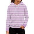 thumbnail image 2 of Teen Girls Horizontal Stripe Hoodies Beach Vacation Play Hooded Pullover Tops Retro Loose Long Sleeve Sweatshirts, 2 of 3
