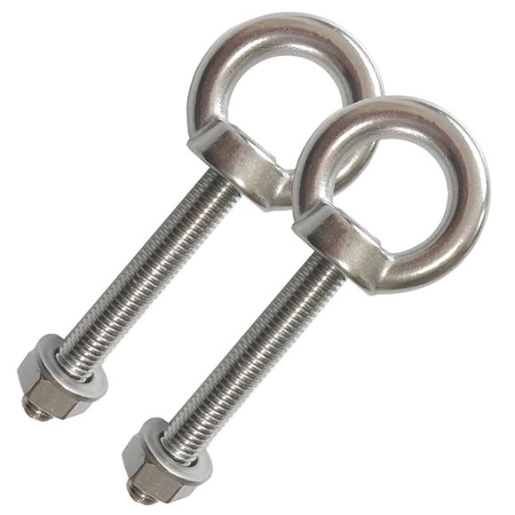 AIVOOF Shoulder Eye Bolt 2 Pack M10 Stainless Steel Shoulder Eye Bolts 2.75"" Eye Bolts Heavy Duty EyeBolts Screws in Eye Hooks with Washer and Nuts Muti-Function for Indoor Outdoor Thread 70mm