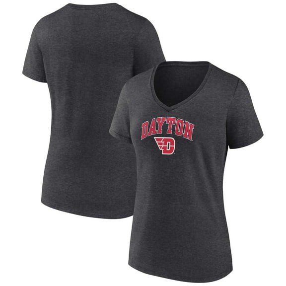 Women's Charcoal Dayton Flyers Campus V-Neck T-Shirt