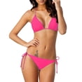 thumbnail image 6 of zicth Pink Womens Bikinis Women's Solid Color Lace Up Bikini Two Piece Swimsuit Swimsuit Swim suits for Women 2024 Size M, 6 of 6