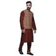 thumbnail image 2 of Atasi Mandarin Collar Traditional Solid Kurta Pajama With Printed Jacket Set, 2 of 3