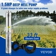 thumbnail image 3 of VEVOR Deep Well Submersible Pump, 1.5HP/1100W 230V/60Hz, 37GPM 276 ft Head, with 33 ft Electric Cord, 4 inch Stainless Steel Water Pumps for Industrial, Irrigation and Home Use, IP68 Waterproof Grade, 3 of 10