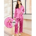 thumbnail image 2 of Ekouaer Silk Pajamas for Women Classic Button Down Satin Pajama Sets Long Sleeve Lounge Set, 2 of 6