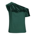 thumbnail image 4 of Wycnly Summer Tops for Women Blouses for Women Dressy Casual One Shoulder Lightweight Silky Satin Ruched Tops Fashion Solid Tee Tops Ladies Slash Neck Short Sleeve Shirts, 4 of 7