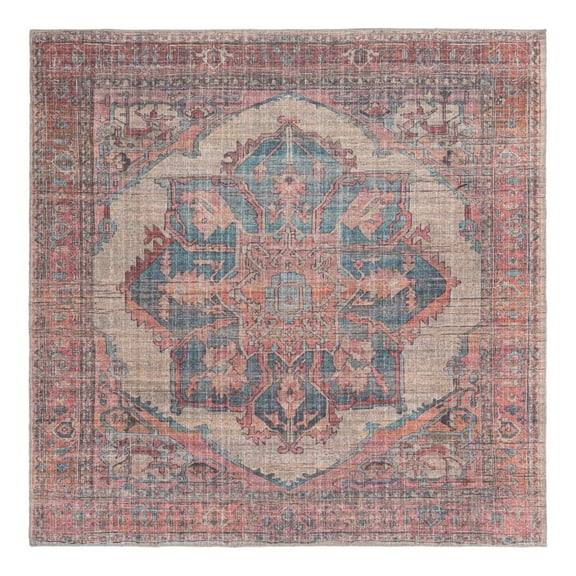 Unique Loom Nostalgia Collection Area Rug - Ella (7' 10" Square Antique Beige/Blue)