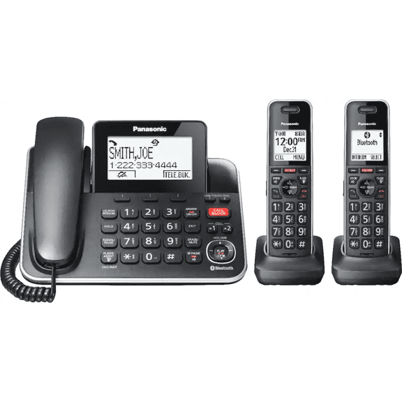 Restored Panasonic KX-TGF882B Link2Cell DECT 6.0 Expandable Corded/Cordless Phone with Digital Answering System and Smart Call Blocker (Refurbished)
