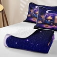 thumbnail image 4 of Castle Fairy Magical Camper Quilt Full for Girls,Starry Night Print Full Bedspread Sets for Bedroom,Purple Black, 4 of 7