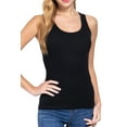 thumbnail image 3 of Women's 2 Pack Racerback Rib Tank Top Soft Cotton Blend Stretch Slim Fit Basic Style, 3 of 6
