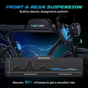 Electric Bike for Adults,1100W Peak Motor 16 x 4.0 Fat Tires 28MPH E-Bike, 48V Removable Battery Dirt Bike, Dual Suspension & Brakes Motorcycle, 7-Speed, All Terrain for Mountains, Snow