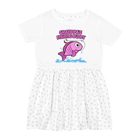 Inktastic Grandpa's Fishing Buddy (pink) Girls Toddler Dress