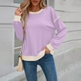 thumbnail image 5 of AGWOLF Women's Crewneck Sweatshirts Sweater Casual Lightweight Long Sleeve Pullover Loose Color Block Tops, 5 of 9