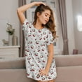 thumbnail image 6 of Salouo Cherry Berries Print Short Sleeve Sleepshirt for Womens Comfy Nightgown Scoopneck Cute Nightdress Ruffle -3X-Large, 6 of 7
