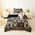 thumbnail image 4 of Manfei Vintage Deer Silhouette Twin Comforter Sets,Wooded Pine Print Bedding Set,Dark Brown,Black Reversible,2pcs,1 Comforter and 1 Pillowcase, 4 of 7