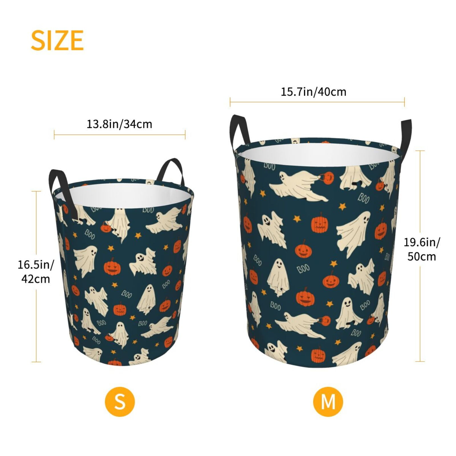 Large Laundry Basket with Handles - spooky halloween pumpkin Kids Baby Dirty Clothes Laundry Hamper for Bedroom Aesthetic