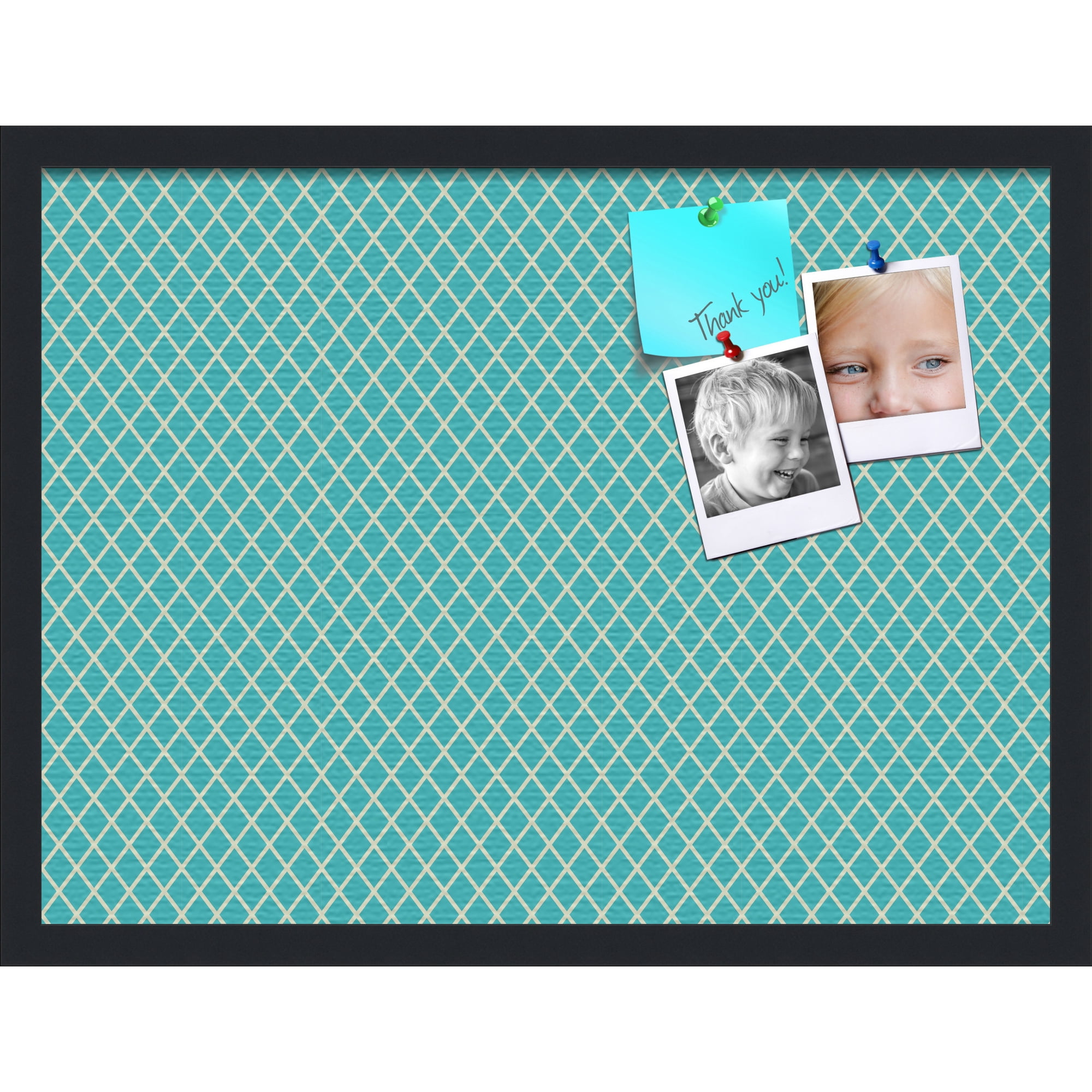 PinPix 24x18 Custom Cork Bulletin Board Neon Blue Diamond Poster Board Has a Fabric Style Canvas Finish Framed in Neon Blue Diamond by ArtToFrames (PinPix-350)
