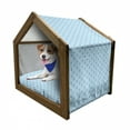 thumbnail image 1 of Abstract Pet House, Oval Shaped Linked Egg Form Style Retro Symmetric Simplistic Design, Outdoor & Indoor Portable Dog Kennel with Pillow and Cover, 5 Sizes, Sky Blue White, by Ambesonne, 1 of 5
