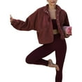 thumbnail image 1 of Chaqueta Afelpada para Mujer, con Botones, Estilo Casual, Ideal para el Invierno Abrigo Cálido con Bolsillos Rojo Vino XL, 1 of 9